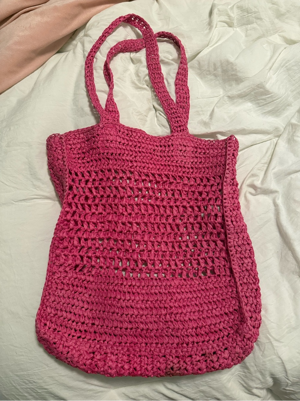Pink Crochet Tote Bag - Women Bags